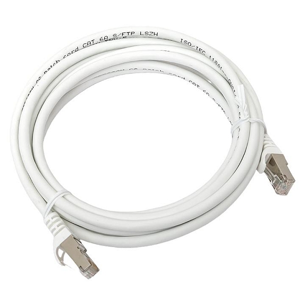 Патч-корд TERACOM CS Cat.6A экранированный S/FTP оболочка LSZH белый (3,0м)