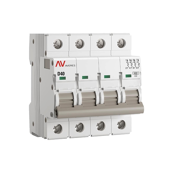 Выключатель автоматический AV-6 4P 40A (D) 6kA EKF AVERES