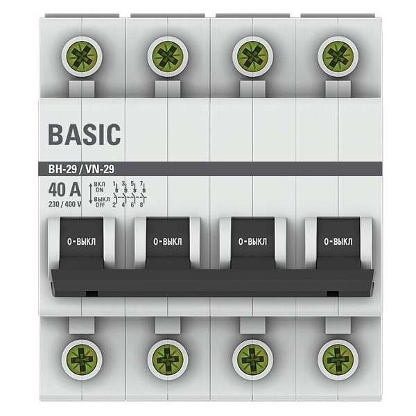 Выключатель нагрузки ВН-29 4P 40А BASIC