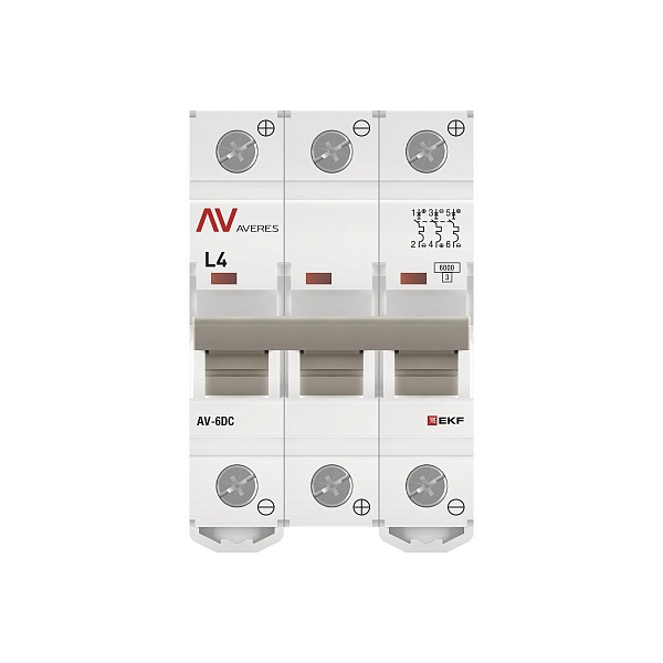 Выключатель автоматический AV-6 DC 3P 4A (L) 6kA EKF AVERES