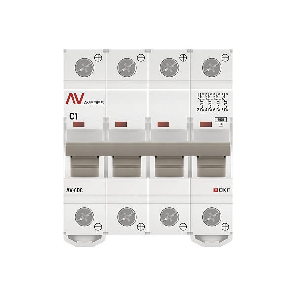 Выключатель автоматический AV-6 DC 4P 1A (C) 6kA EKF AVERES