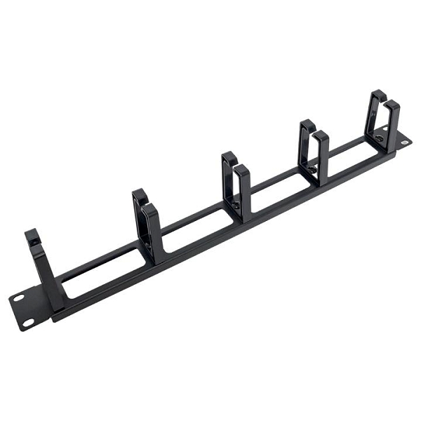 Кабельный органайзер TERACOM PRO 1U с 5 пластиковыми кольцами чёрный