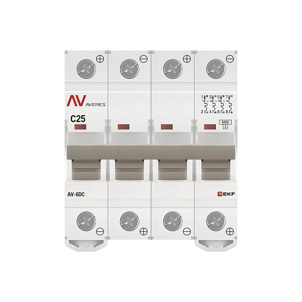 Выключатель автоматический AV-6 DC 4P 25A (C) 6kA EKF AVERES