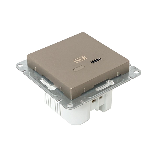 Механизм розетки USB-С, быстрая, шампань Эпика EKF