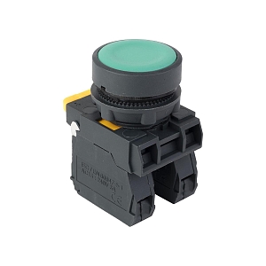 Кнопка SB-21 плоская без фиксации 1NO+1NС зеленая IP65 EKF